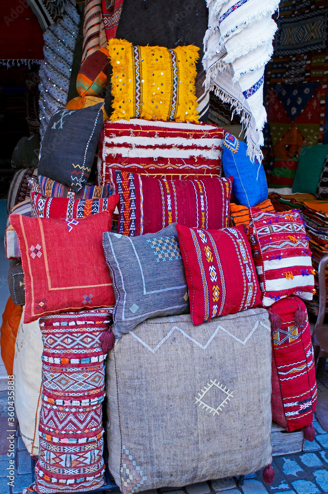 Souk Display √A display of traditioal cushions In the Souk the Street Market at Je ...