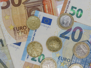 Sticker - Euro notes and coins, European Union