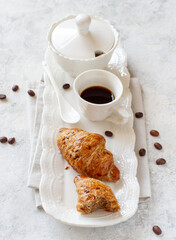 Sticker - Breakfast tray with coffee cup and croissant