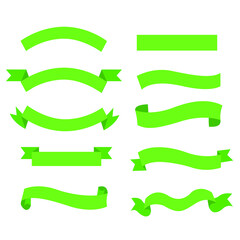 Wall Mural - Green banner ribbon vector set on isolated background. EPS 10.