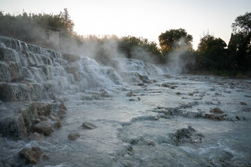 Saturnian natural spa with waterfalls and hot springs at  thermal baths in Tuscany, Italy