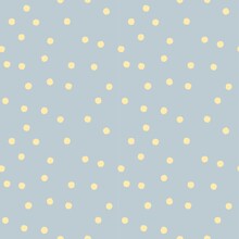 Modern Pastel Yellow And Grey Spot Seamless Pattern. Simple Dot Vector Repeating Design For Baby Textile, Nursery Bedding Fabric Or Curtain Print.