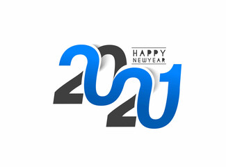 Happy New Year 2021 Text Typography Design Patter, Vector illustration.