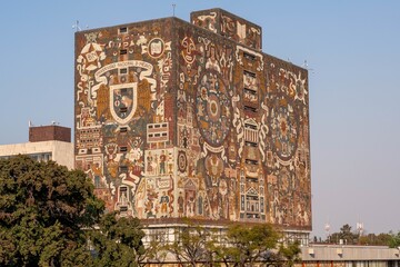 Canvas Print - Breathtaking shot of the facade of the national autonomous university of Mexico