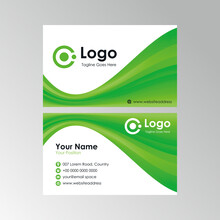 Abstract Smooth Fresh Wavy Green White Business Card Design, Professional Stylish Name Card Template Vector