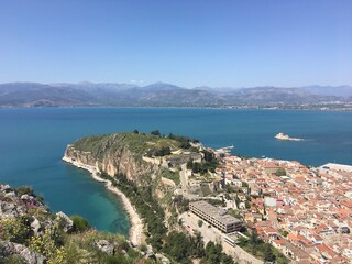 Wall Mural - Nafplion, a seaport town in the Peloponnese in Greece. view from the castle
