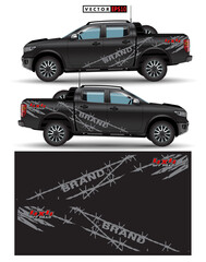 4 wheel drive truck and car graphic vector. abstract lines with black background design for vehicle vinyl wrap