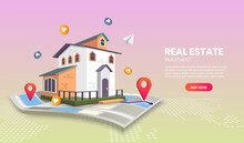 Real Estate Landing Page Templates App Page.For Web Banner, Infographics, Hero Images. Hero Image For Website.
