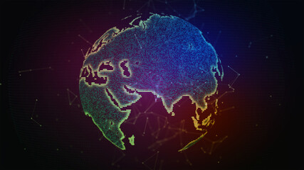 Wall Mural - connection lines around earth globe. background with light effect. global international connectivity