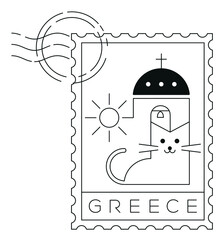 Wall Mural - Minimal Greece stamp, linear vector illustration and typography design