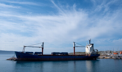 Wall Mural - Old oil tanker moored at harbor Lavrion, Attica, Greece