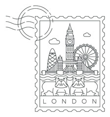 Wall Mural - Minimal London stamp, linear vector illustration and typography design, England, United Kingdom