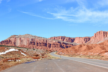 Sticker - Road through Capitol Reef National Park, Utah, in winter