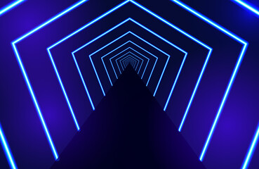 Wall Mural - Futuristic tunnel neon background with Glowing electric bright lines . Neon glowing lines, magic energy space light concept, abstract background wallpaper design, vector illustration