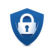 Data security icon - account protection sign - padlock with keyhole inside a shield  - safety and privacy logotype