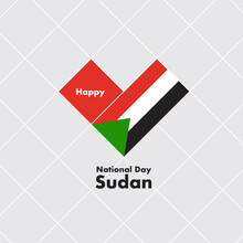 National Day Card Template With Heart Shaped Flag : Vector Illustration