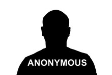 Black Silhouette Of An Adult Man On A White Background With The Words Anonymous