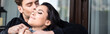 © LIGHTFIELD STUDIOS - Panoramic crop of man kissing attractive girl on terrace