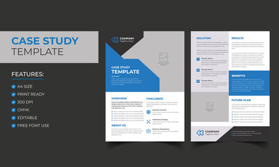 Case Study Template. Corporate Modern Business Double Side Flyer and Poster Template. Colorful booklet design.