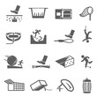 Traps, hunting, poaching line and bold icons set isolated on white. Business risk and danger pictograms.