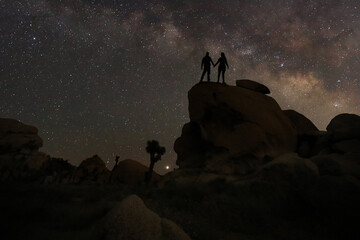 Wall Mural - Loving Couple Silhouette Under the Stars at Night