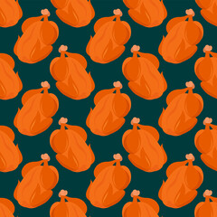 Poster - Roasted chicken pattern, seamless pattern on black background.