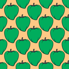 Poster - Peppers pattern, seamless pattern on orange background.