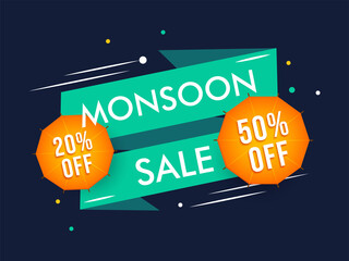 Wall Mural - Creative abstract background on Happy Monsoon end of special offer sale badges.