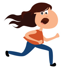 Sticker - Girl running away, illustration, vector on white background