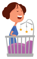 Sticker - Woman singing lullaby, illustration, vector on white background