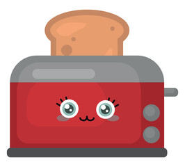 Wall Mural - Toaster with toast, illustration, vector on white background