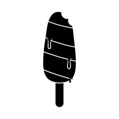 Poster - bitten ice cream in stick melted silhouette style isolated icon