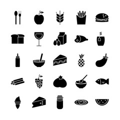 Canvas Print - bundle of food and drinks icons