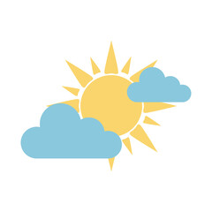 Sticker - sun clouds sky weather in flat style isolated icon