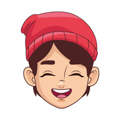 Wall Mural - happy young boy head avatar character