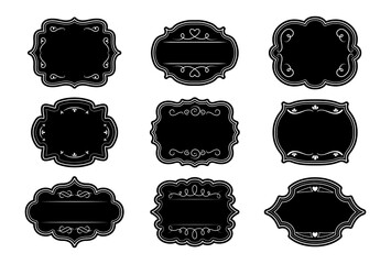 Wall Mural - label ornamental black frames set. craft elegant royal ornate sticker tag. decorative vintage empty 