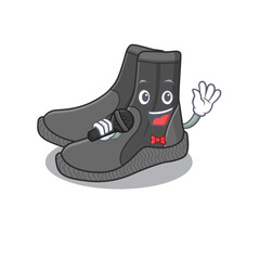 Sticker - caricature character of dive booties happy singing with a microphone