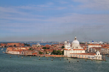 View of Basilica di Santa Maria della Salute on Punta della Dogana in Venice, Italy