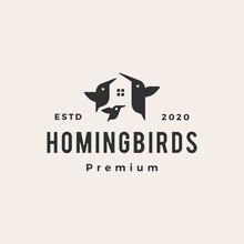 Bird House Hummingbird Hipster Vintage Logo Vector Icon Illustration