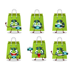 Poster - Photographer profession emoticon with recycle bag cartoon character