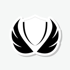 Poster - Shield wings sticker icon isolated on gray background