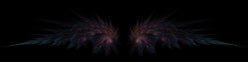 Gothic-style demon wings on black background