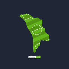 moldova. map of the country with a football field. vector football illustration.