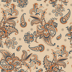 Traditional seamless paisley pattern. Indian floral ornament