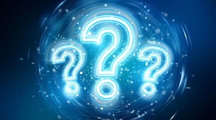 Fototapete - Digital question marks holographic interface 3D rendering