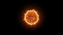 Sun Is A Star Or Fireball On Black Background, Computer Render