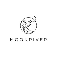 Moon River custom logo design inspiration vector icon illustration custom logo design vector