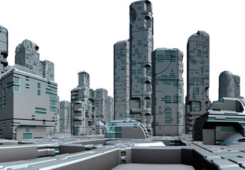Wall Mural - 3d rendered futuristic city on white background - 3d illustration