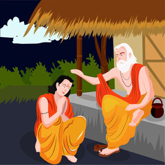 guru purnima illustration guru or shishya teacher or student concept of night.