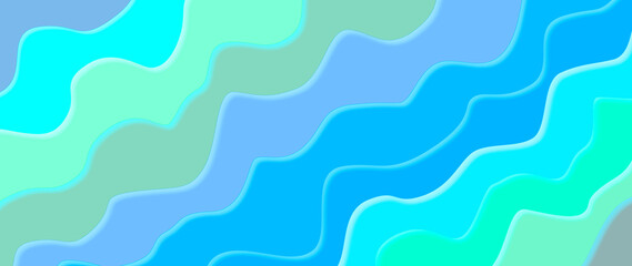 Wall Mural - Abstract banner concept with waves on cold colors